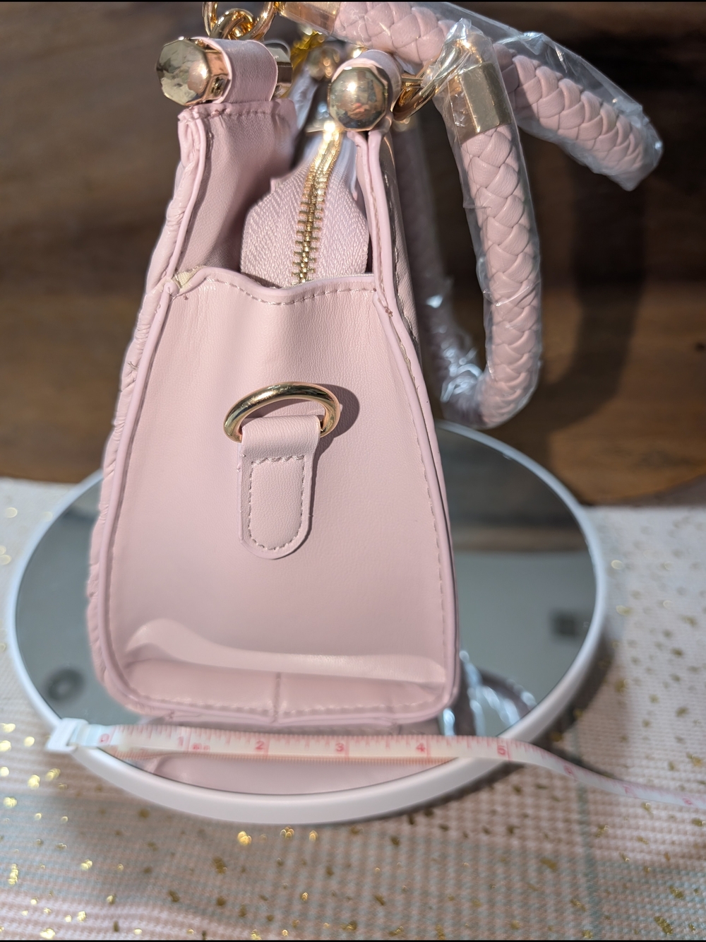 H-115 bebe Erika Mini Shopper Textured Top-Handle Satchel In Dusty Pink - Picture 4 of 9
